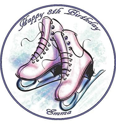 Ice Skates Personalised Premium Edible Rice Card Cake Topper 7.5 inch