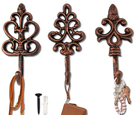 Comfify Dekorativer Shabby Chic Wandhaken - Rustikal - Antik anmutend - Französischer Landhaus-Charme - Große Dekorative Hängehaken - 3er Set - Schrauben und Dübel zur Montage inklusive