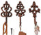 Set di 3 Ganci Appesi in Ghisa Shabby Chic - Stile Rustico - Colore Dorato e Rame - Fascino della Campagna Francese