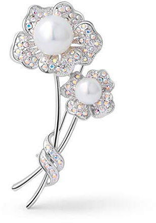 Perles Broche Femme - Broches de perle vintage avec 5a Zircon - Pull-over en robe manteau chemise, cadeau de bijoux pour amie mère fille - Mariage - Cadeau d'anniversaire de Noël
