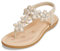 Zoerea Sandali Piatti da Donna da Estate Strass Fiore Bohemia Flip Flop Spiaggia Estivi Scarpe Casual Open Toe Tacco Piatto Beige,43 EU