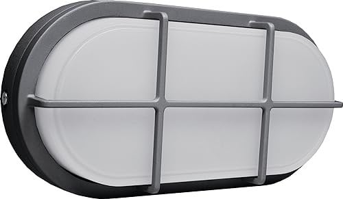 as - Schwabe LED Wandleuchte oval 20 W 1680 lm Anthrazit - 25 x 12,5 cm - Außenleuchte wassergeschützt IP65-4000K - schlagfestes Alu-Gehäuse - 2 Leitungseinführungen - Kellerlampe, 56721