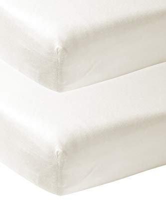 Lote de 2 sábanas Ajustables Meyco Baby Uni para la Cuna (sábana Jersey Suave, de algodón 100%, Dimensiones: 70 x 140 cm), Blanco Crema