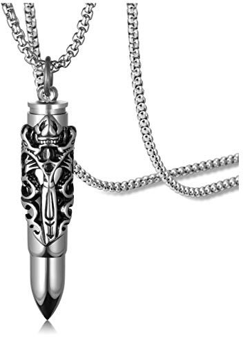 Zysta Patrone Urnen Asche Anhänger mit Doppelt Drachen Memorial Asche Gothic Schmuck Feuerbestattung Halskette für Männer Herren, Silber/Gold (Silber)