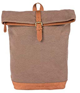 HOLZRICHTER Berlin Rolltop Rucksack No 4-3 (L) camel/beige - Daypack handgefertigt aus 20 oz starkem Canvas und Premium-Leder