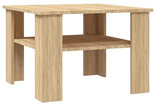 vidaXL Mesa de Centro de Contrachapada Mobiliario Elegante Práctica Moderna Duradera Resistente Robusta Útil Funcional Color Roble Sonoma 60x60x42cm
