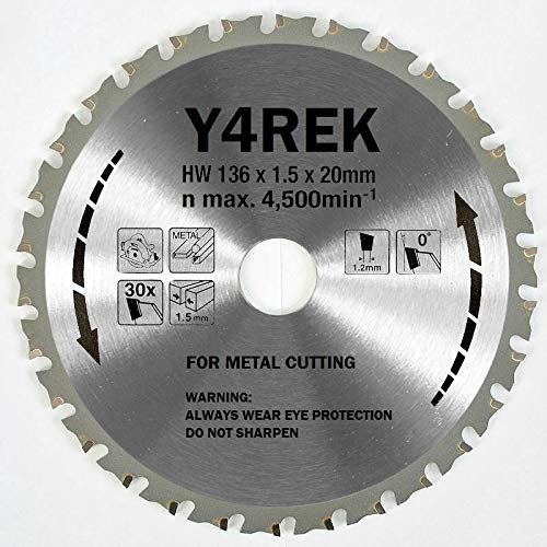 Y4REK-Tools Makita B-10615 136mm x 20mm/16mm x 30T Professional Metal Cutting Saw Blade - Replacement/Replica