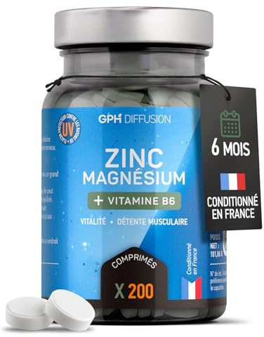 Magnésium marin + Zinc + B6-200 Comprimés - Vitalité - Détente Musculaire - GPH DIFFUSION