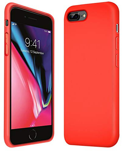 Verco Handyhülle für iPhone 8 Plus Hülle Silikon, Flex TPU Gel [weiches Innenfutter] Case für Apple iPhone 7 Plus Schutzhülle Stoßfest (5,5 Zoll), Rot