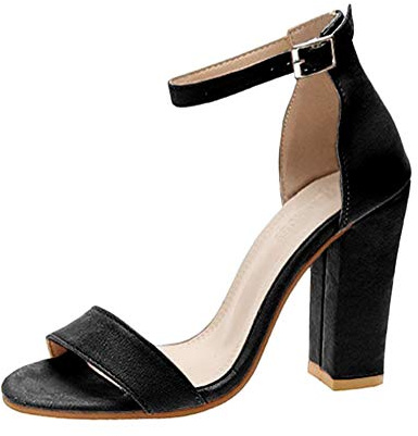 Minetom Damen Sandaletten High Heels Pumps mit Blockabsatz Hoher Absatz Sexy Offene Zehen Knöchelriemen Abend Party Sandalen