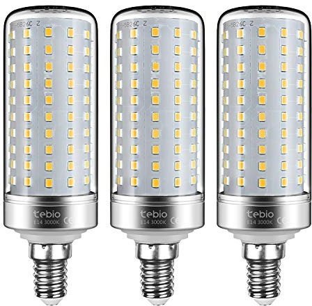 tebio LED Silber Mais Glühbirnen E14 25W 200W Entspricht Glühbirnen Nicht dimmbar 3000K Warmweiß 2500LM Kleine Edison-Schraube Kerze Leuchtmittel, 3er-Pack