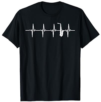 Saxophone Battement De Coeur Cadeau Pour Saxophonistes T-Shirt