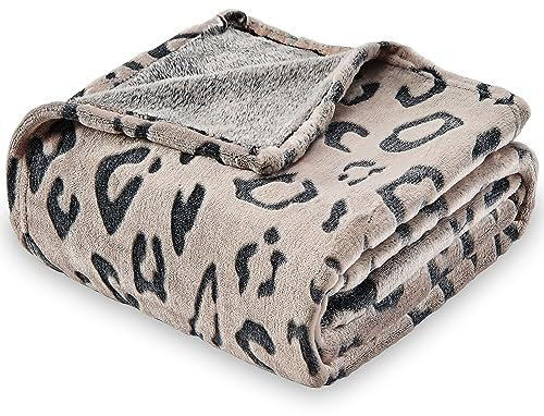 SOCHOW Flanell Fleecedecke mit 3D-Leopardenmuster, leichte, superweiche, gemütliche Plüsch-Bettdecke/Sofadecke 150 x 200 cm, Schokolade Leopard