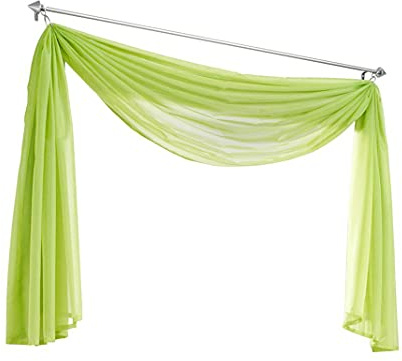 Ricemru Extra Lang Querbehang Freihanddeko Apfelgrün Vorhangschal Transparentem Voile Querbehang Gardine Schals Hochzeit Bogen Dekoration Wohnzimmer Schlafzimmer,140x500cm