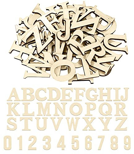 Tucireat Holzbuchstaben und -zahlen Set - 200 Stück Deko Alphabet und Nummern - Wooden Letters für Basteln und Dekoration