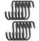 Brute Strength - S-Haken mit Vollnarbenleder umwickelt - 12 Stück - Schwarz - 10 cm Edelstahl Metallbügel Hängende Haken für Küche, Werkstatt, Bad