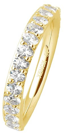 XENOX Damen 925 Sterling Silber Ring mit Zirkonia in goldfarben - XS7390G, Ringgröße (Durchmesser):54 (17.2 mm Ø)