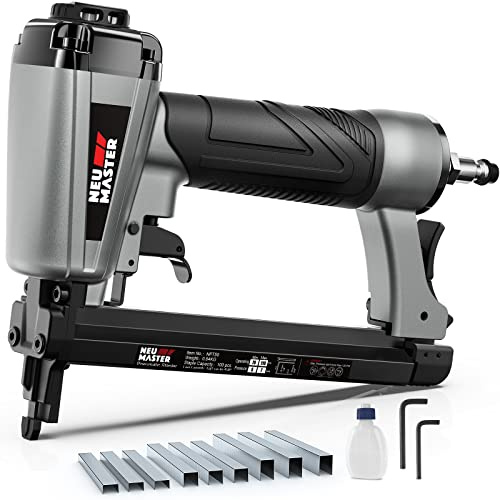 NEU MASTER Pneumatic Staple Gun, 20 Gauge Upholstery Stapler with 1500Pcs T50 1/4, 3/8, 5/8 Staples and BMC Carrying Case, Stapler Gun for Woodworking and DIY Projects(Used with Air Compressor)
