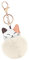 MoreChioce Pom Pom Schlüsselanhänger, Katze Bommel Schlüsselbund Anhänger Taschenanhänger Süß Plüsch Ball Schlüsselringe Mädchen Rucksack Charms Kofferanhänger Dekoration Zubehör,Beige