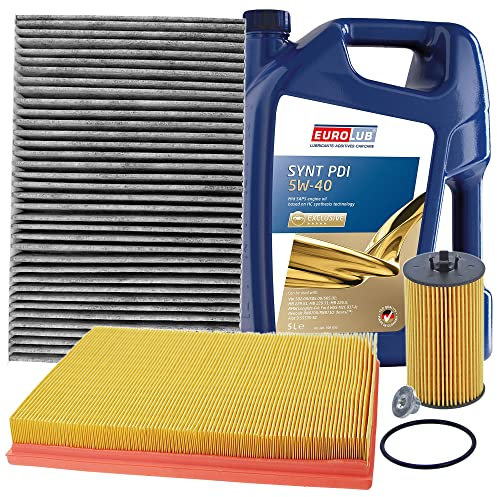 ATEC Germany Inspektionspaket Filterset mit 1x Ölfilter; 1x Luftfilter; 1x Innenraumfilter; 1x Ölablassschraube; 1x Motoröl 5W-40 SYNT PDI SAE 5 l, KOMPATIBEL MIT - OPEL ASTRA G, ASTRA J GTC