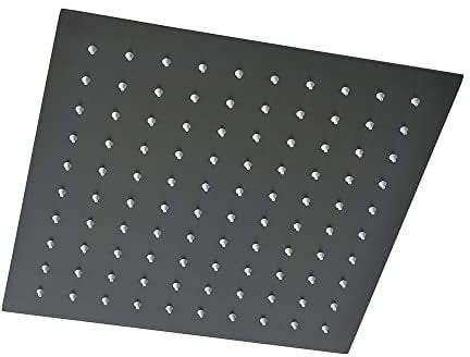 Milano Orno Modern 300mm Square Ultra Thin Fixed Rainfall Shower Head - Gunmetal Grey
