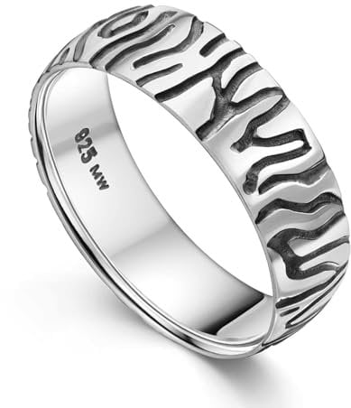 Materia Damen Ring 925 Silber Zebra Muster - Silberring antik SR-115-65