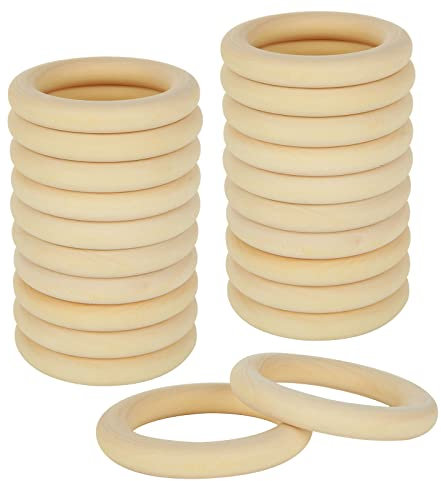 STARVAST 50 Stück Holzringe zum Basteln, 70mm, Natur, für DIY Handwerk Ring Anhänger Anschlussstück Schmuck Machen Spielzeug Serviettenringe, Holzkranz, Bastelring, Dekoration Ringe