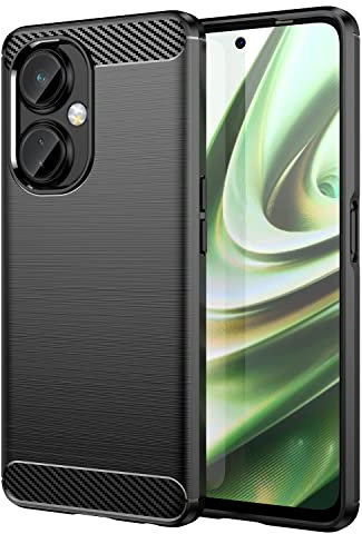 Wookfiss Cover per OnePlus Nord CE 3 Lite 5G Silicone Custodia,TPU Design in Fibra di Carbonio Originale Custodia Nero Cover,Antiurto Antigraffi Sottile