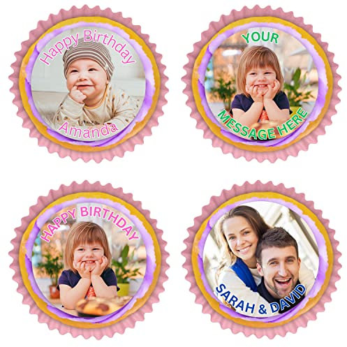 30 x Pre Cut Personalised Photo/Your Logo Cupcake Toppers Edible Premium Wafer Paper Decoration Multicoloured