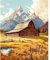 Barn-Rocky Mountain Grand View Peinture à l'huile par numéro pour adultes Cadeau à faire soi-même Kit de peinture à l'huile sur toile avec pinceaux et pigments acryliques Peinture numérique décoration