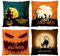YumSur 4er Set Dekorativ Kissenhülle Baumwolle Leinen Kissenbezug Halloween Kürbis Dekokissen Sofakissen für Couch, Auto, Schlafzimmer 45x45 cm