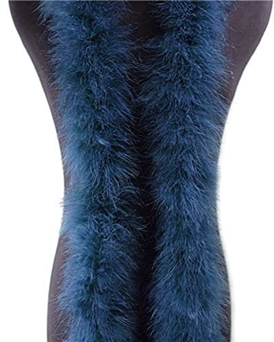 haiaxx Boa di piume di marabù, 2 m, per albero di Natale, piume di tacchino, nastro per vestire abiti da sposa, scialle fai da te, artigianato fai da te, piume blu scuro