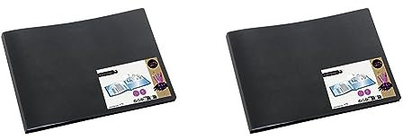 Viquel - Livre de présentation horizontal - Protège document A4 - Porte vues A4 format paysage 60 Vues - 30 pochettes - Noir, 548005-04 (Lot de 2)