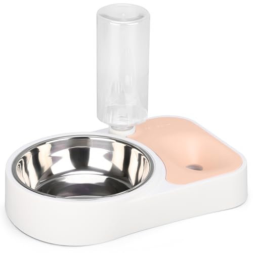 BELLE VOUS Dispensador Comida Gatos y Perros - Comedero Automatico Gato y Perro 500ml - Dispensador de Comida Agua por Gravedad para Mascotas Sin Electricidad - Rosa