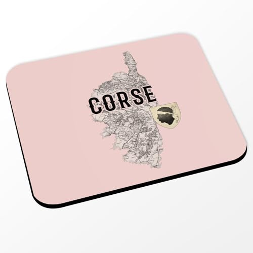 Fabulous Tapis de Souris Rose - Corse Département Ile France Bastia Carte Ancienne Rare - (Dimensions 24 x 20 cm)