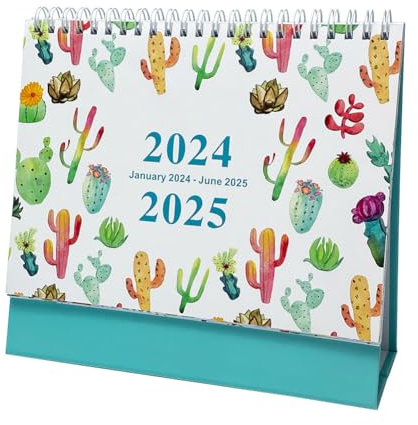 Kalender 2024 Tischkalender, Monatskalender Jahreskalender Tischkalender Kalender 2024-2025 Desktop Kalender Tischkalender zum Aufstellen 18 Monatskalender Läuft von Januar 2024 bis Juni 2025
