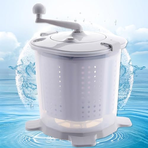 Lave-linge à manivelle 2 en 1, lave-linge manuel et essoreuse avec poignée amovible et panier de déshydratation pour camping, maison, camping-car, appartements, dortoirs
