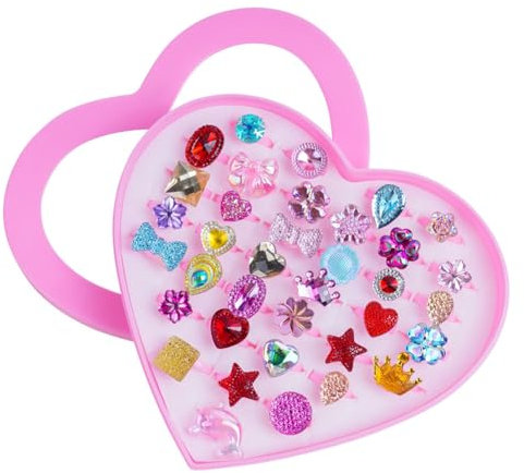 OSDUE Kinderringe: 36 Stück Einstellbare Ringe für Mädchen und Jungen, Keine Vervielfältigung, Ringe Set für Kindergeburtstag und Party, Spielschmuck für Baby bis Teenager