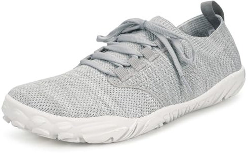 Knit Barefoot Minimaliste con Puntale Larga Uomo Sneakers Scarpe da Trail Camminata Running Leggere Flessibile con Zero Drop Soles Grigio Chiaro 45