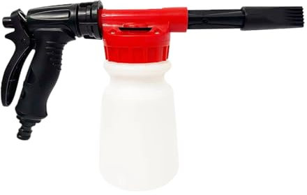 Vixzoid Schaumpistole Auto Schaumlanze 900 ml Schaumkanone Verstellbare Schaumpistole für Gartenschlauch SchaumsprüHer für Autowäsche, Haus, Gartenwäsche (rot)
