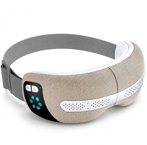 SereneLife Augenmassagegerät mit Wärme, Elektrische Augenmaske mit 5 Modi, Bluetooth- Musik, Vibration & Kühlfunktion, für Trockene Augen, weniger Augenbelastung & Besseren Schlaf