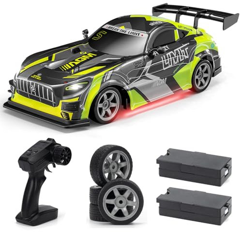 ACAMMZAR Ferngesteuertes Auto, 1:16 25KM/H RC Drift Car, 4WD RC Auto mit LED-Leuchten, Zwei Batterien, Geschenke für ab 4,5,6,7,8 + Jahre Kinder und Erwachsene