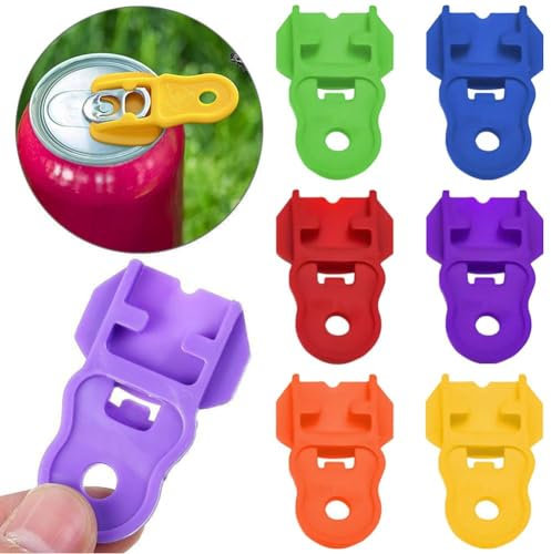 Farbenfroher manueller Dosenöffner, Soda-Bierdosenöffner, tragbarer Getränke-Dosenöffner, Dosenöffner, Kunststoff-Dosenöffner für Limonade, Po, Cola, Bier, Getränke, Aluminium, Getränke, 6 Stück