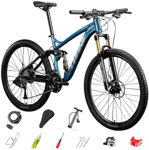 27.5 Zoll Mountainbike mit Aluminiumrahmen, 27 Gang, Leichtgewichts-MTB Mountainbike, Höhenverstellbar Softail-Mountainbike, Aluminium Rennrad für Mädchen Jungen Herren und Damen D-27.5,27-Speed