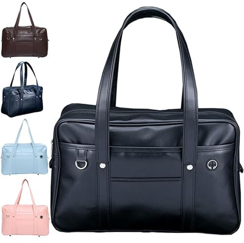 Japanese School Bag, Japanese Bag, Japanese School Bag Leather, Premium Leather School Bag For Student Uniform Laptop Lightweight Japanese Handbag Japanese Casual Pu Shoulder Bag Pu (black)