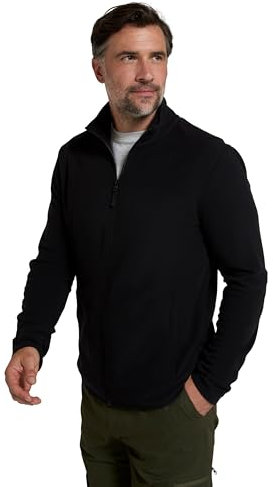 Mountain Warehouse Camber Mens Fleece Full-Zip Jacket - Lightweight & Quick Dry Microfleece Sweatshirt, Casual Wear - Winter Camping, Outdoors, Travelling & Hiking Black 4XL