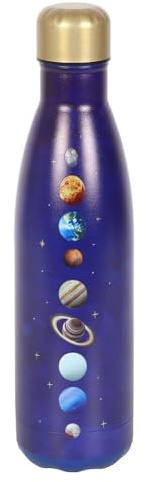 Something Different Solar System Metal Water Bottle (One Size) (Blue/Gold)