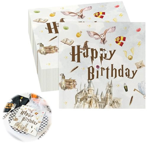 Lot de 40 serviettes pour anniversaire, décoration de fête, d'anniversaire, décoration de table, décoration de table