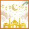 BETESSIN Ramadan Deko Gold Glitzer - 4 Bögen Ramadan Fensterbilder Selbstklebend - Statisch Haftende Fensteraufkleber Ramadan Sticker - Fensterdeko für Muslim Islam Ramadan Eid Dekoration
