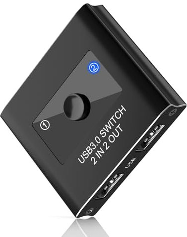 USB Switch, USB 3.0 Switcher 2 in 2 Out, Switcher 2 computers Sharing 2 Devices for Printer, Keyboard, Scanner, Mouse, Compatible with Mac/Win/Linux